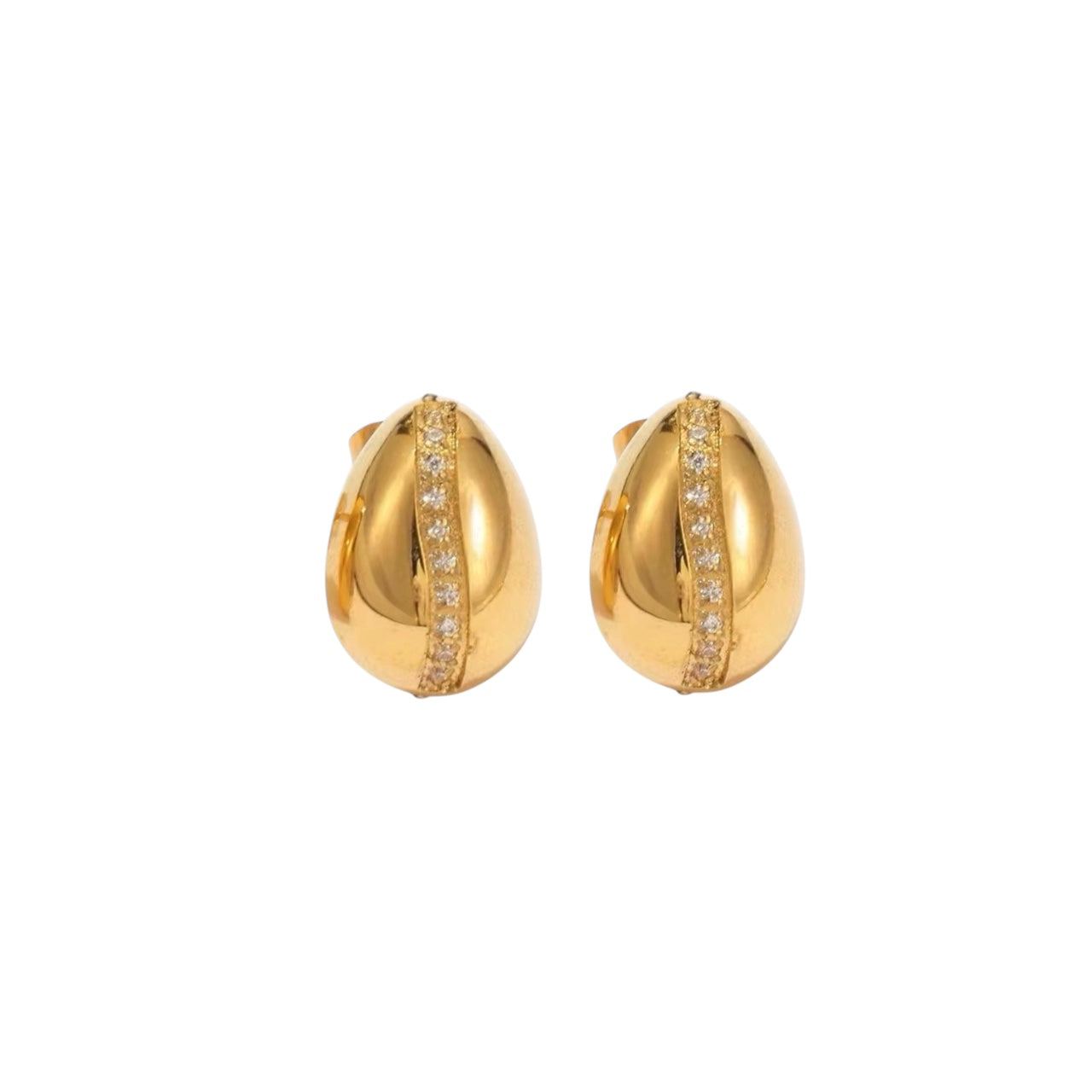 Stålörhängen med 18K förgyllning och CZ 13MM / 9MM