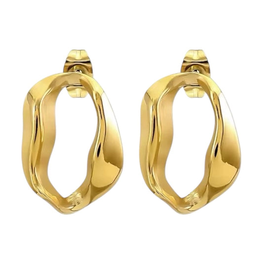 Stålörhängen med 18K förgyllning 20MM / 15MM