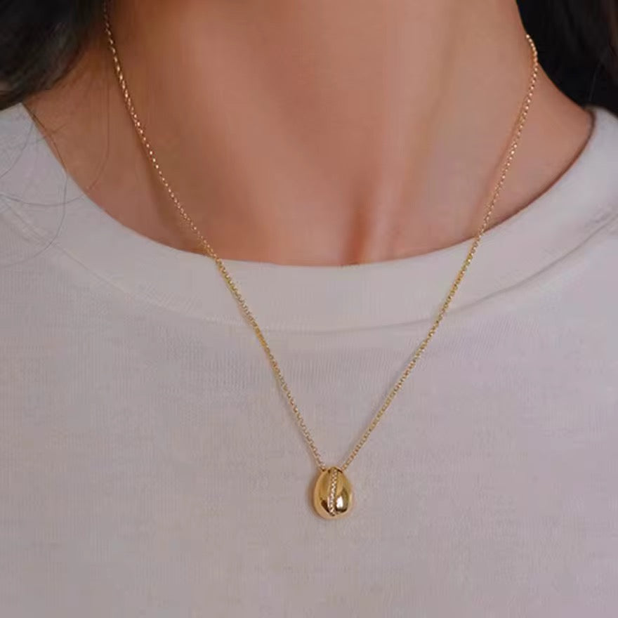 Stålhalsband med 18K förgyllning och CZ 40+5 cm