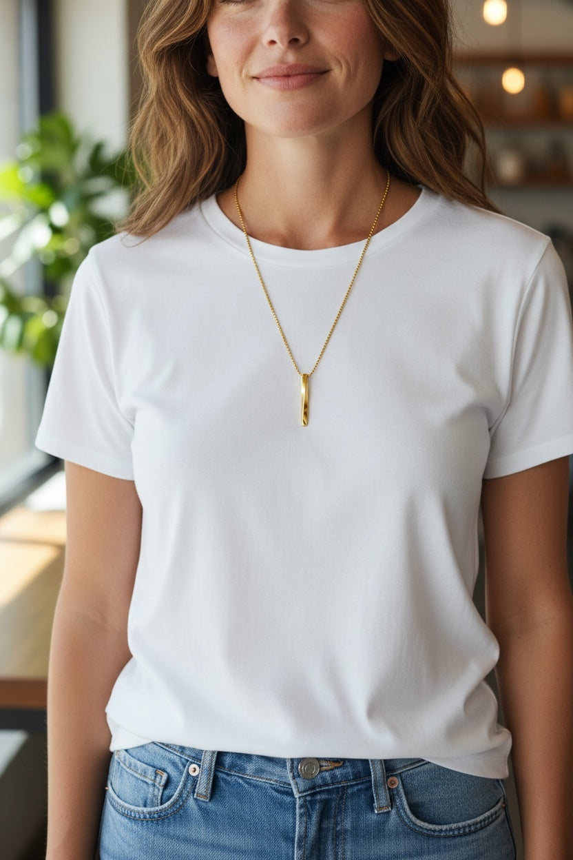 Stålhalsband med 18K förgyllning 60+5 cm