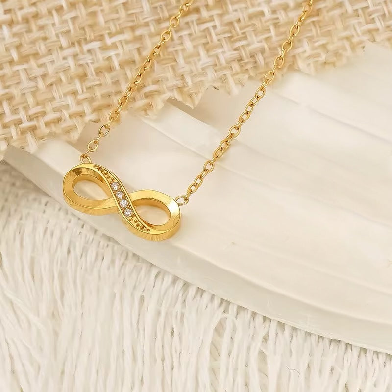 Stålhalsband med 18K förgyllning och CZ 40+5 cm