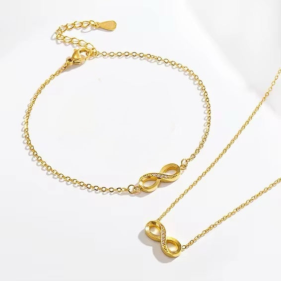 Stålhalsband med 18K förgyllning och CZ 40+5 cm