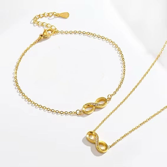 Stålhalsband med 18K förgyllning och CZ 40+5 cm