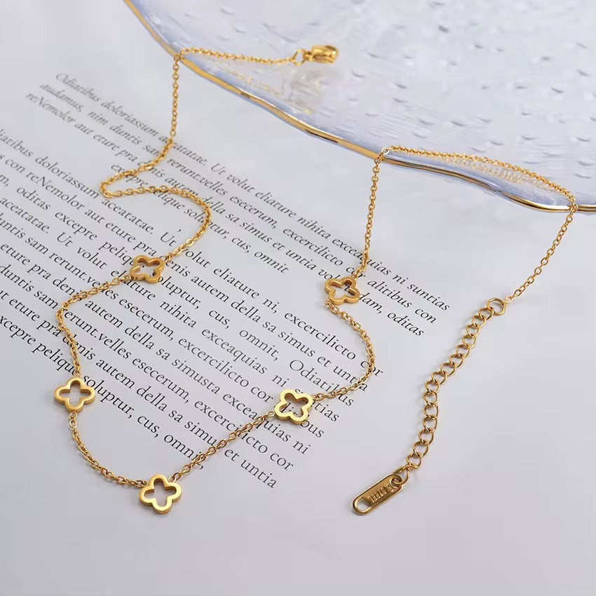Stålhalsband med 18K förgyllning 41+5 cm