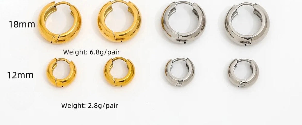 Stålörhängen med 18K förgyllning 18MM / 6,7MM