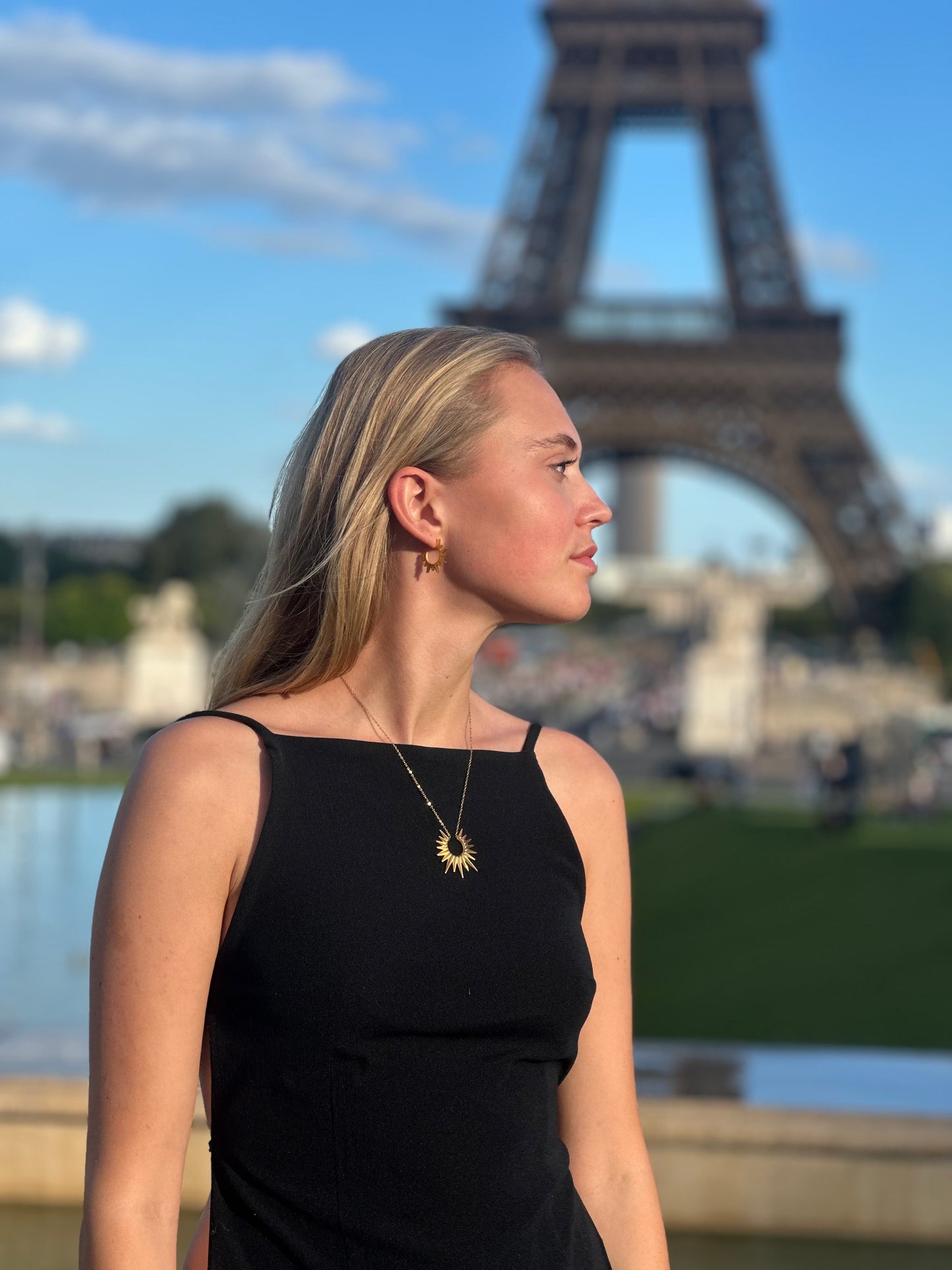 Stålhalsband med 18K förgyllning 45+5 cm