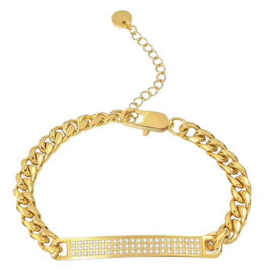 Stålarmband med 18K förgyllning och CZ 16+4 cm