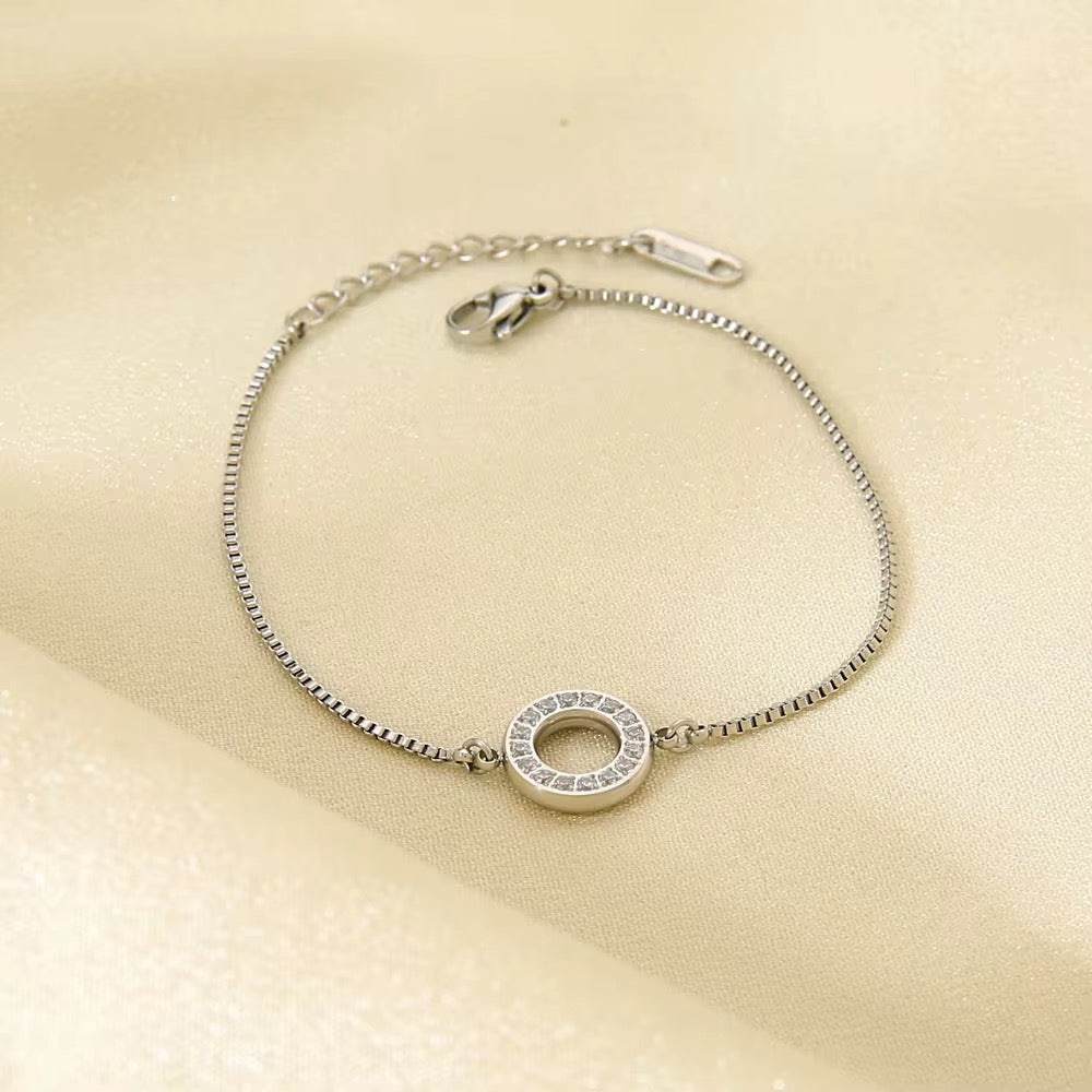 Stålarmband med CZ 16+4 cm