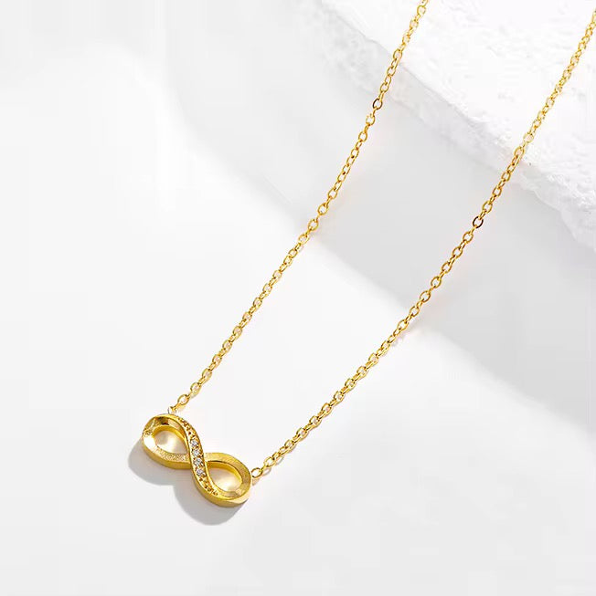Stålhalsband med 18K förgyllning och CZ 40+5 cm