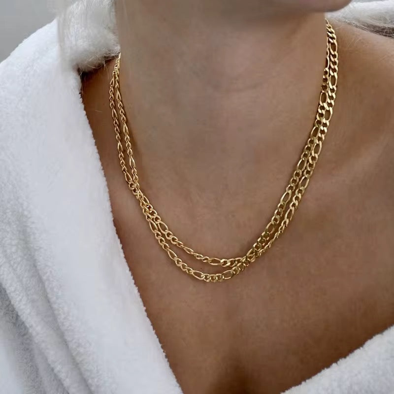 Stålhalsband med 18K förgyllning 42+5 cm