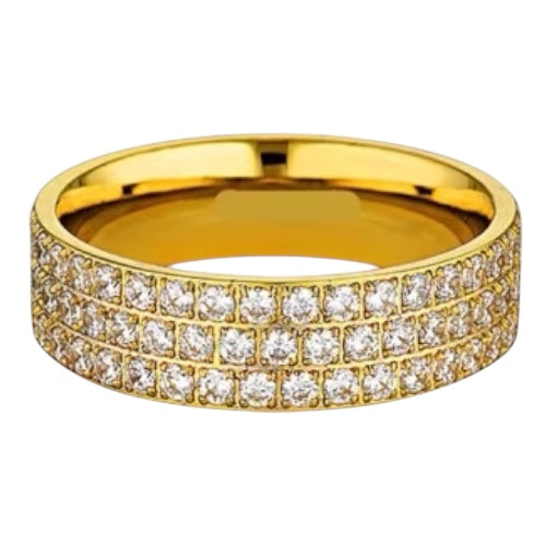 Stålring med 18K förgyllning och CZ (8MM)