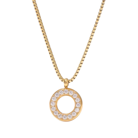 Stålhalsband med 18K förgyllning och CZ 40+5 cm
