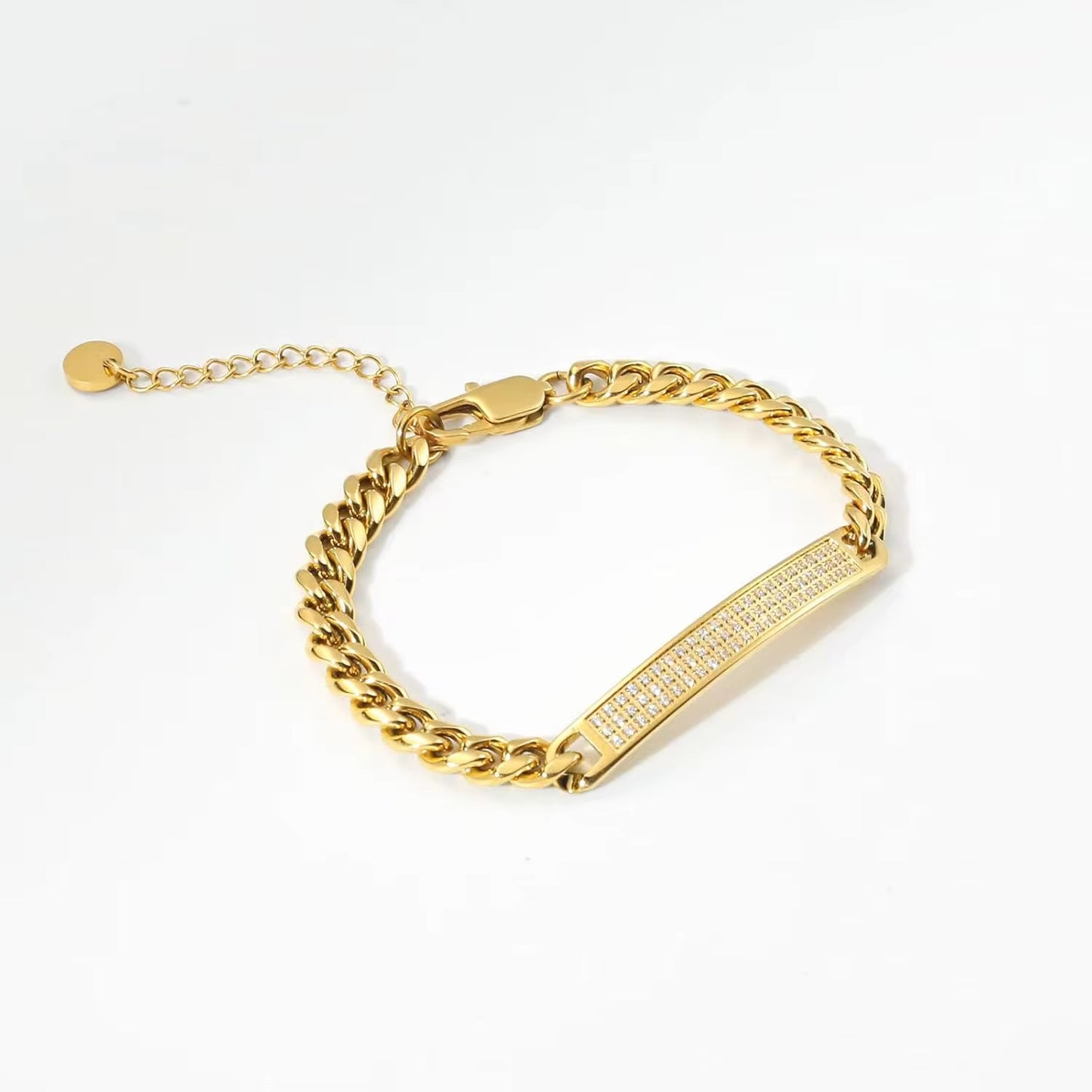 Stålarmband med 18K förgyllning och CZ 16+4 cm