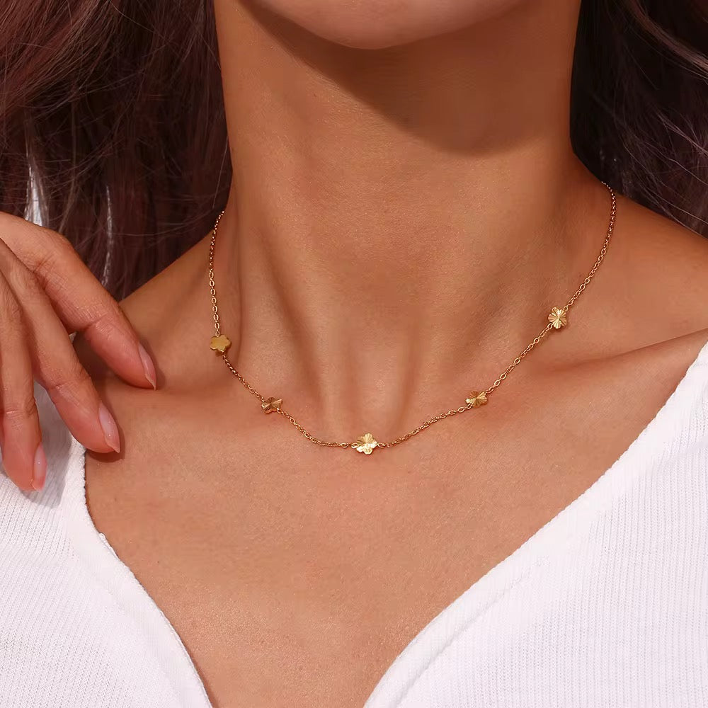 Stålhalsband med 18K förgyllning 40+5 cm