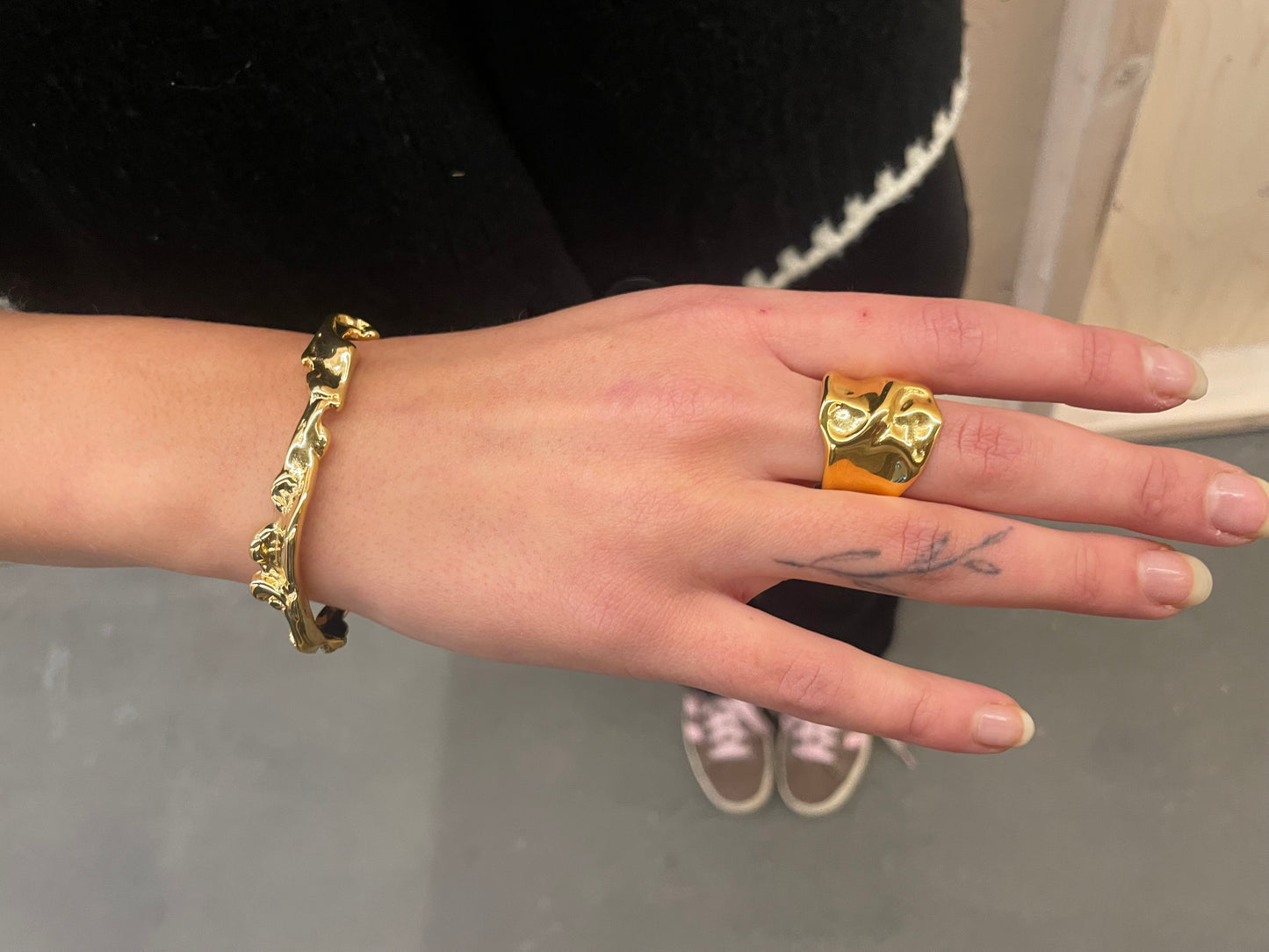 Stålring med 18K förgyllning - Reglerbar