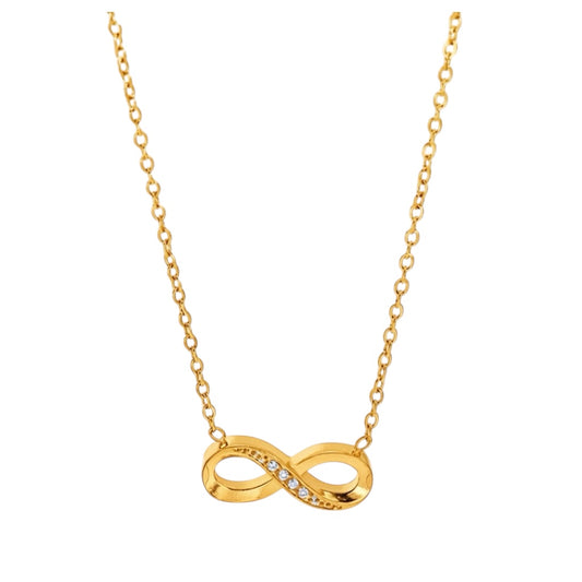 Stålhalsband med 18K förgyllning och CZ 40+5 cm