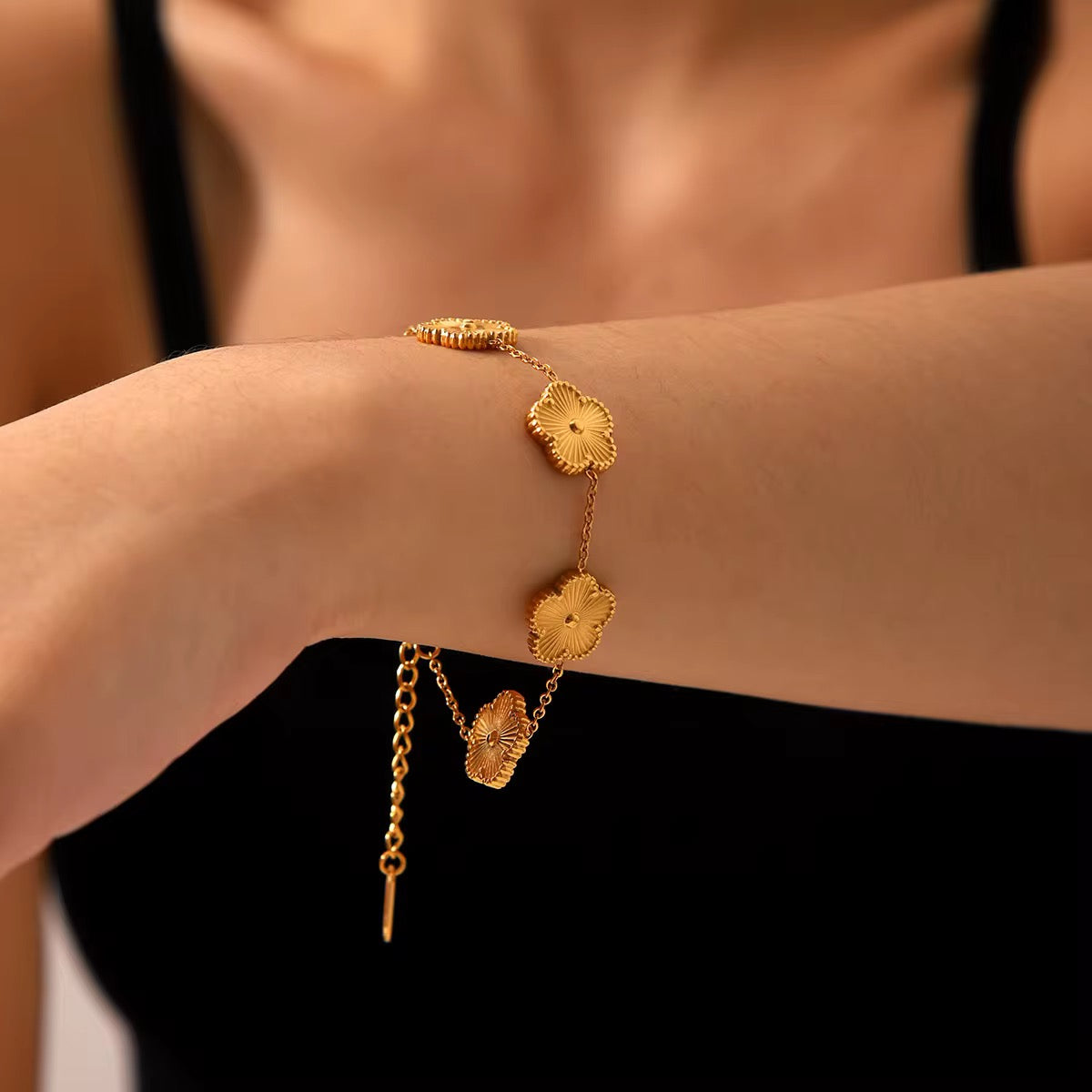 Stålarmband med 18K förgyllning 16,5+5 cm