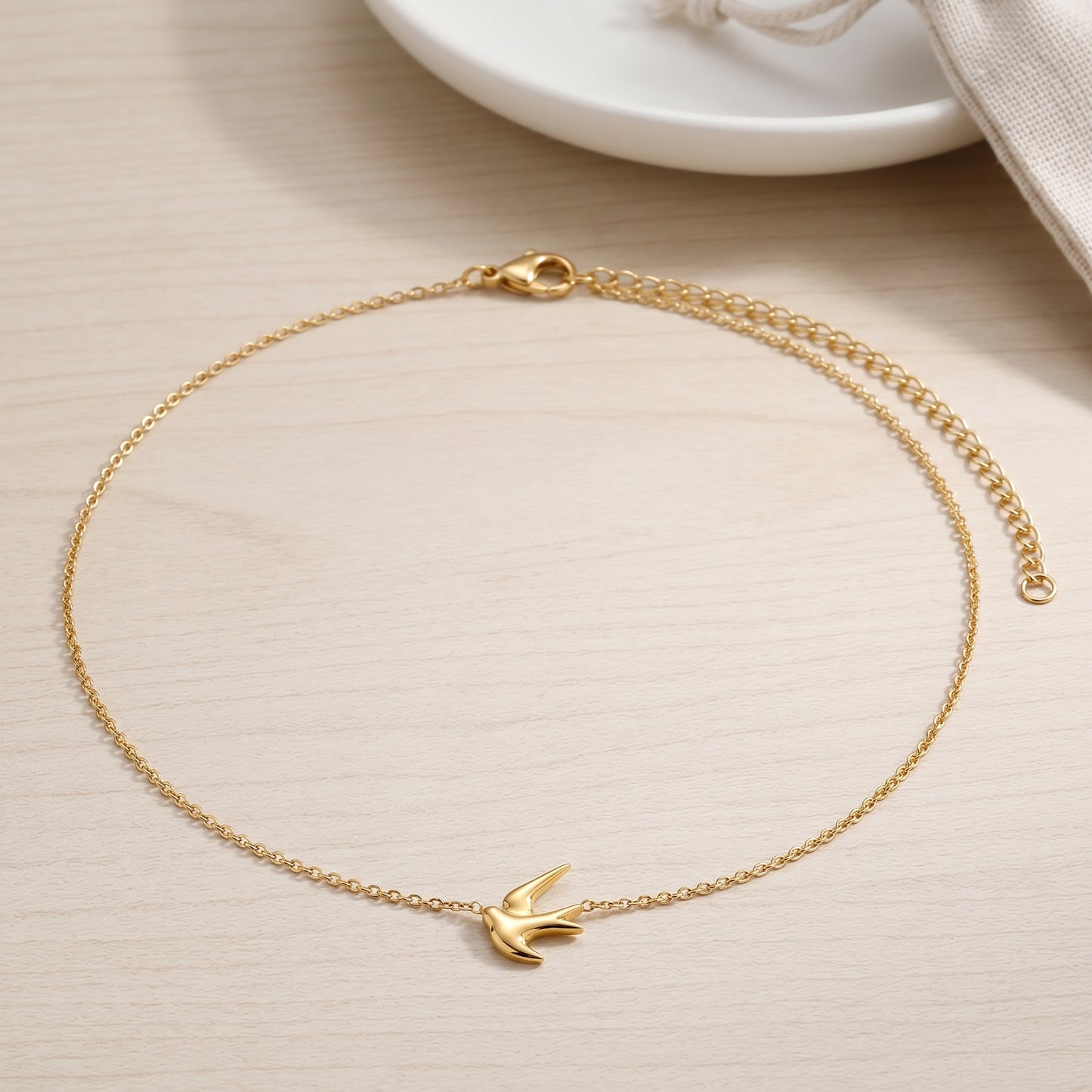 Stålhalsband med 18K förgyllning 38+5 cm