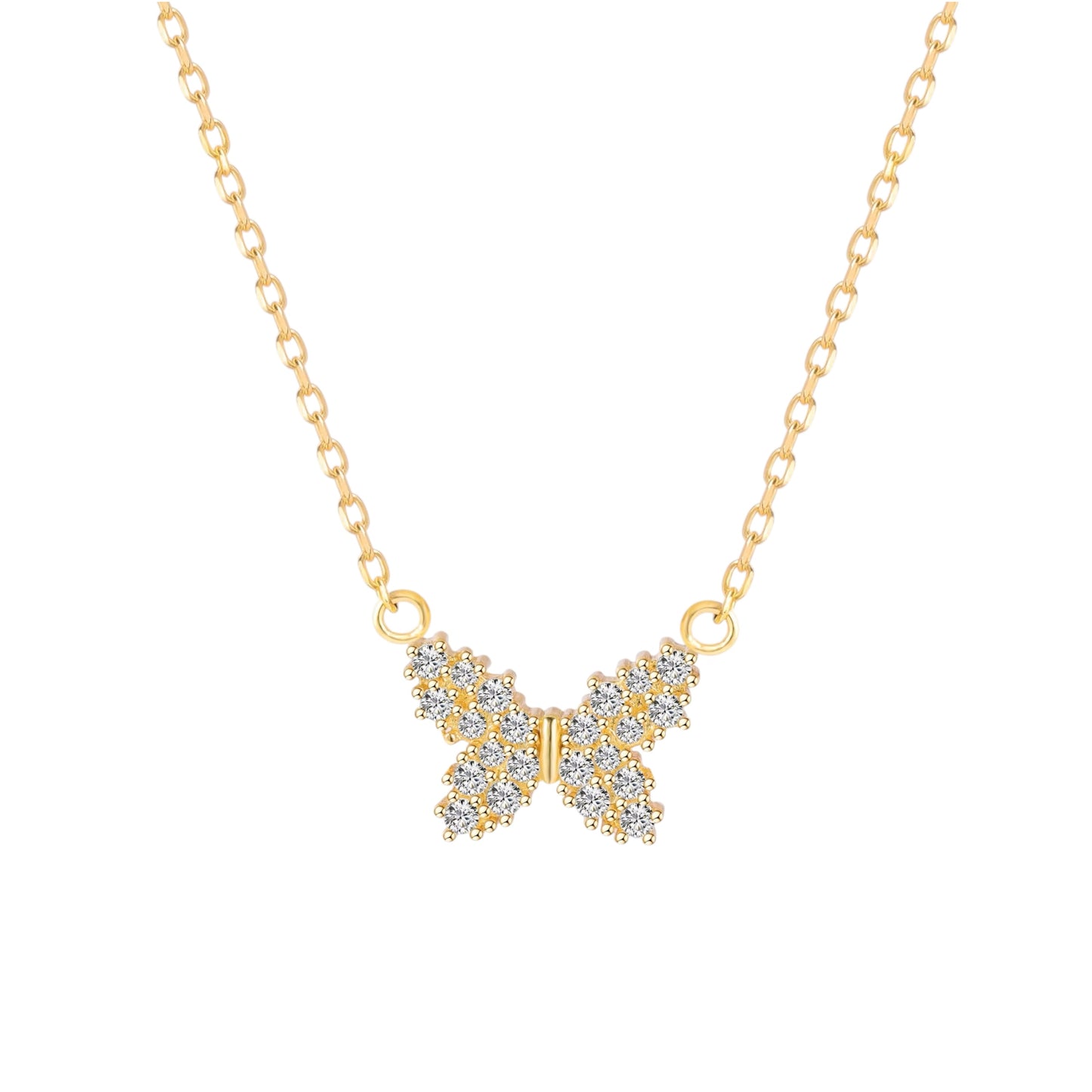 Stålhalsband med 18K förgyllning och CZ 40+5 cm