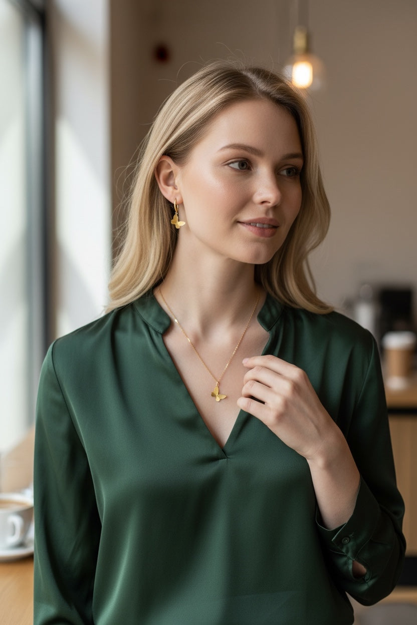 Stålhalsband med 18K förgyllning 40+5 cm