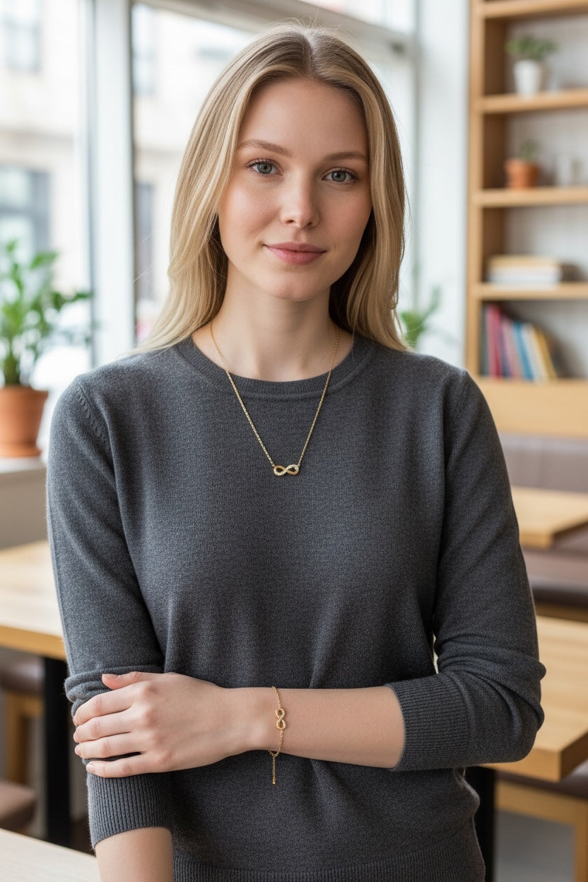 Stålarmband med 18K förgyllning och CZ 16.5+3 cm