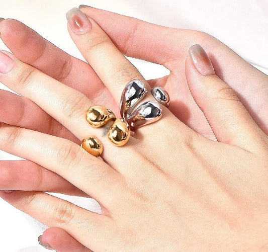 Stålring med 18K förgyllning - Reglerbar