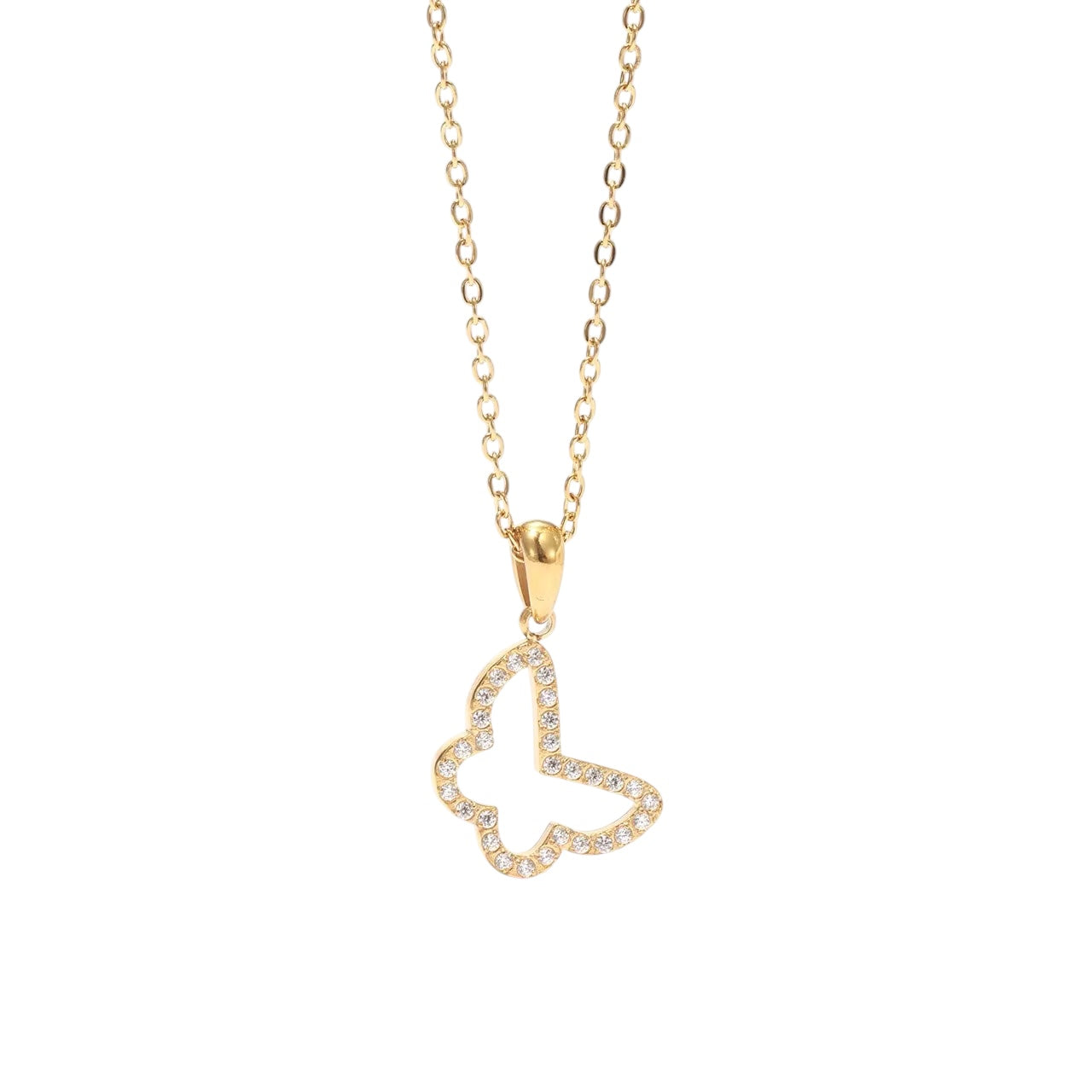 Stålhalsband med 18K förgyllning och CZ 40+5 cm