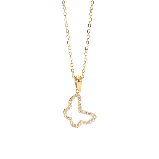 Stålhalsband med 18K förgyllning och CZ 40+5 cm