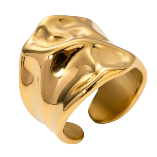 Stålring med 18K förgyllning - Reglerbar