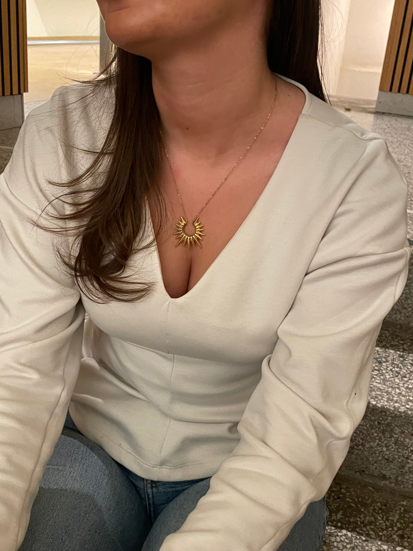 Stålhalsband med 18K förgyllning 45+5 cm