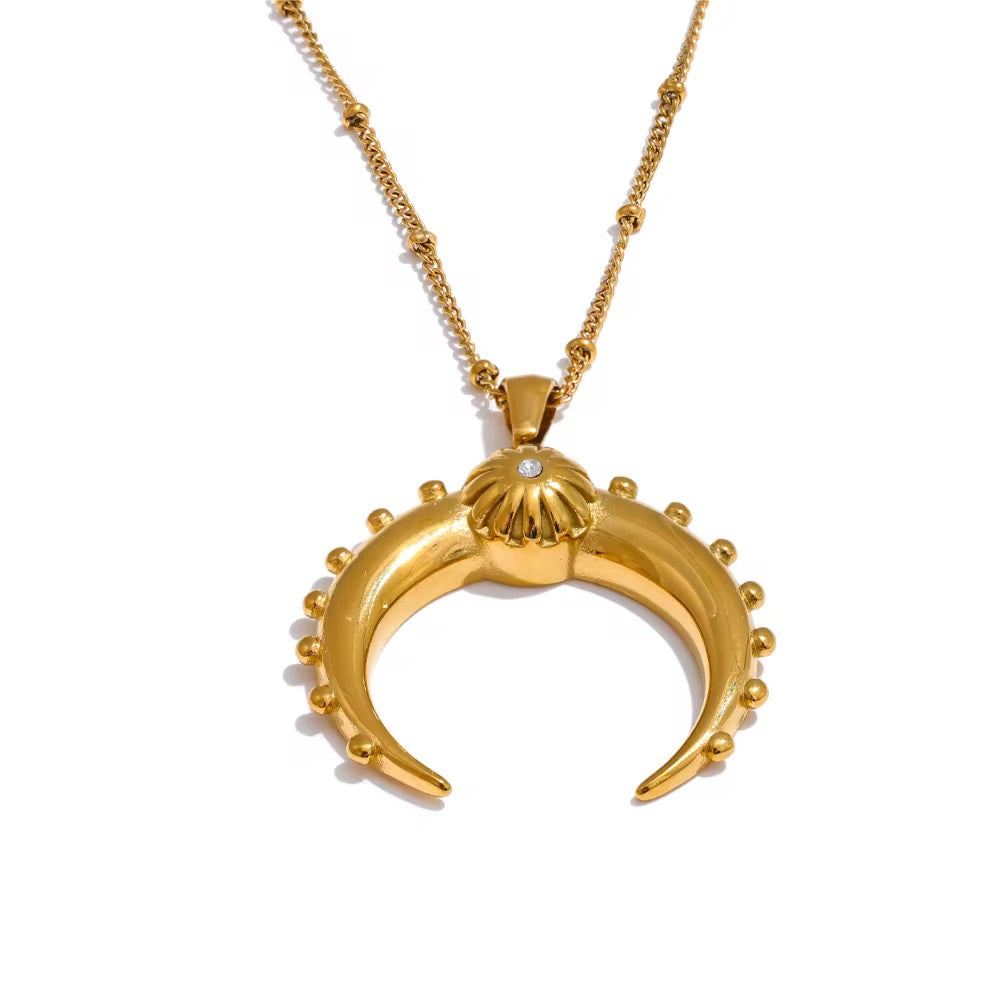 Stålhalsband med 18K förgyllning och CZ 51+7 cm