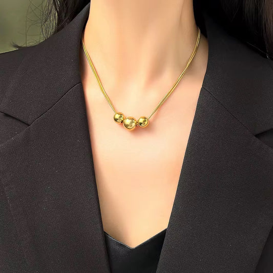 Stålhalsband med 18K förgyllning 40+5 cm