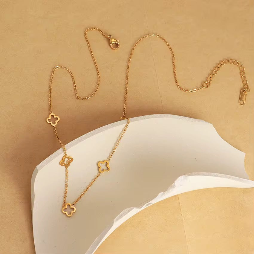 Stålhalsband med 18K förgyllning 41+5 cm