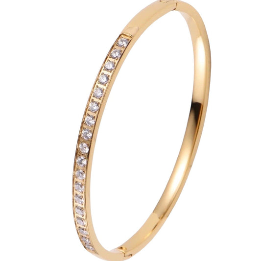 Stålarmring med 18K förgyllning och CZ 4MM