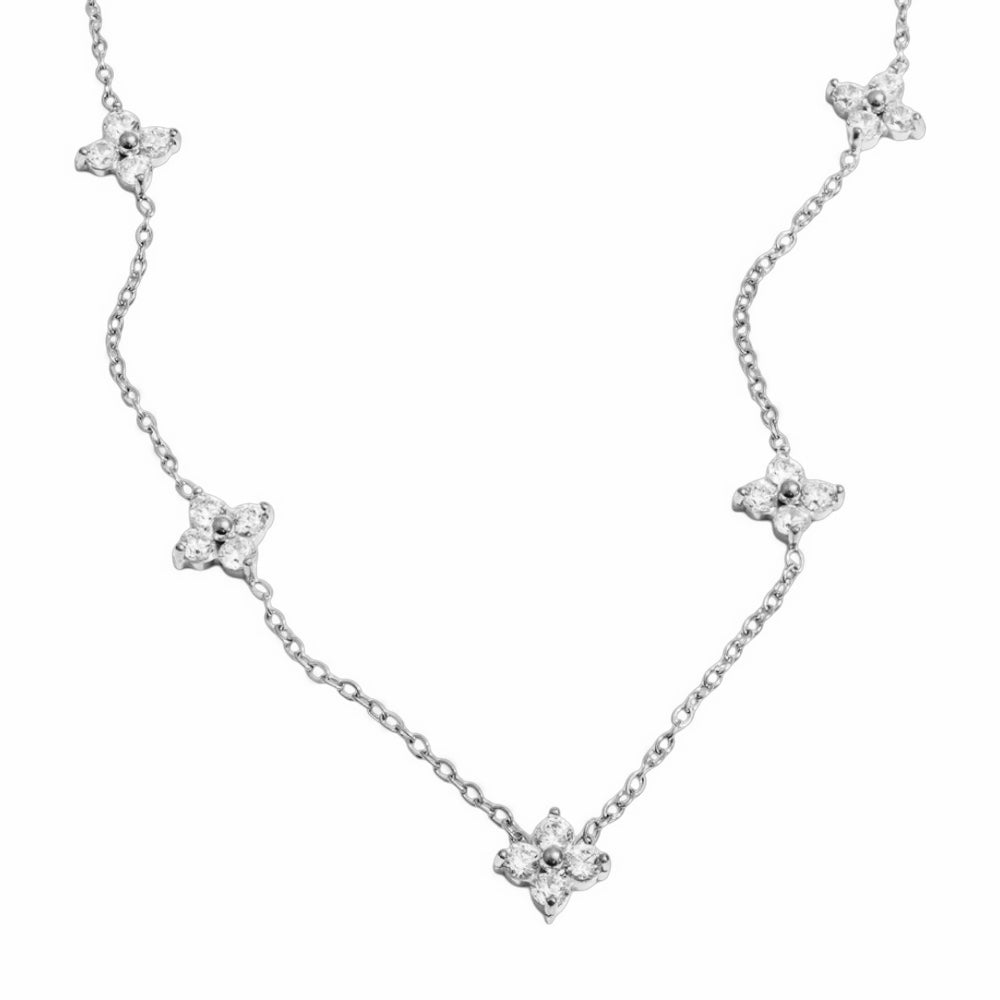Stålhalsband med CZ 41+5 cm