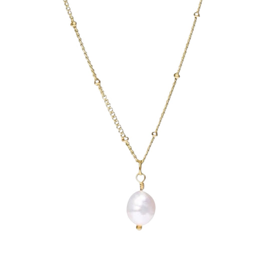 Stålhalsband med 18K förgyllning och Sötvattenpärla 40+5 cm