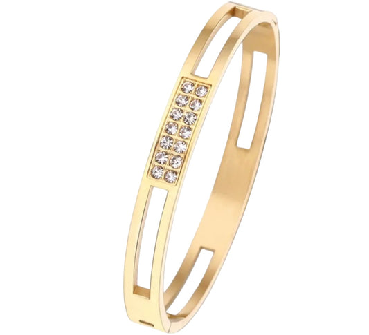 Stålarmband med 18K förgyllning och CZ (8 MM)